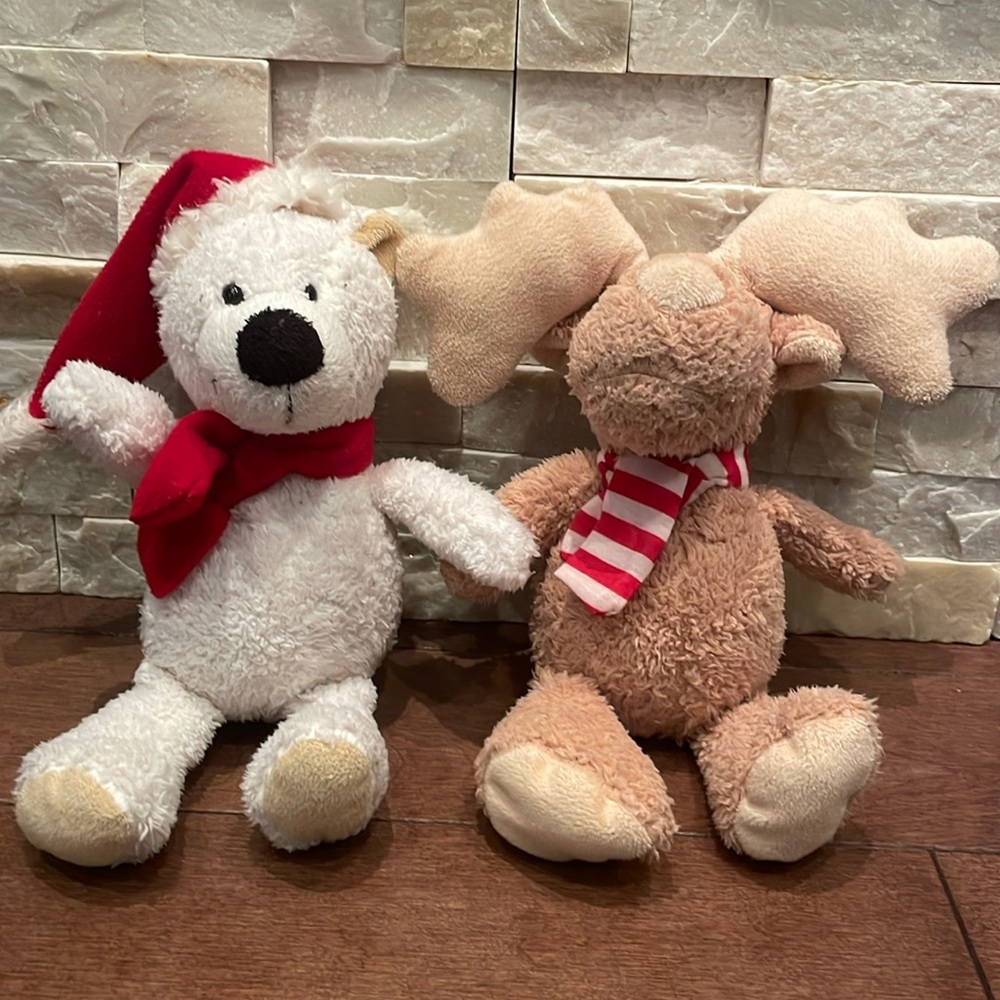 Moose and Bear Holiday Stuffies